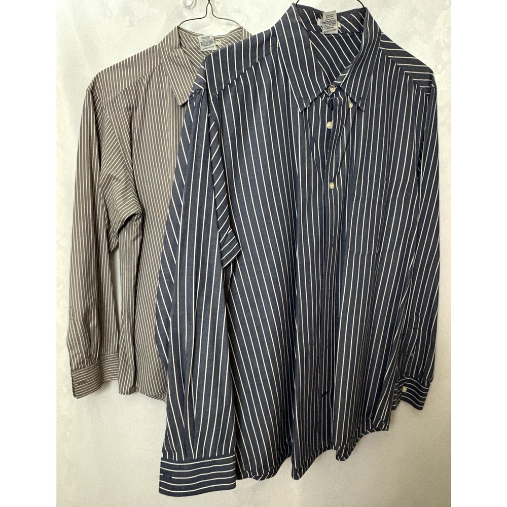 Lot Of 2 Old Navy Men Shirt Size L Bottom up 100% Cotton Long Sleeve Vantage Fit